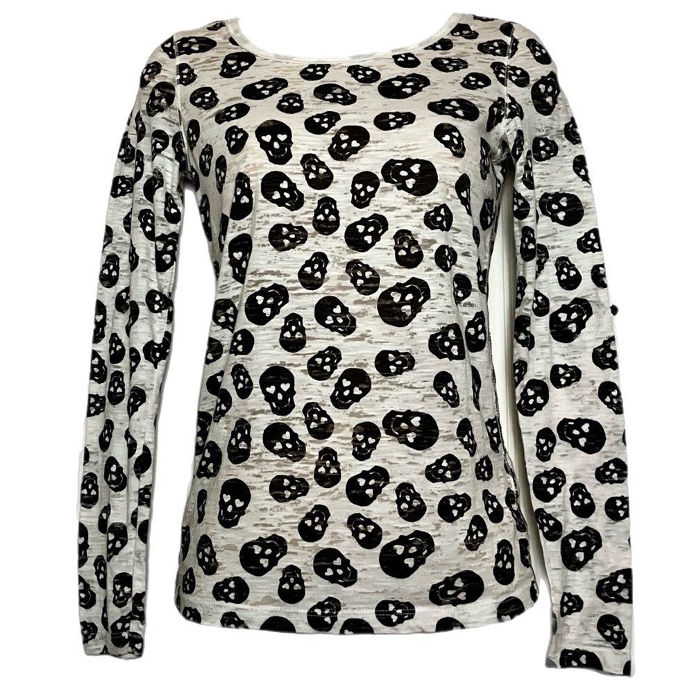 🌹 Aeropostale Goth Gothic Long Sleeve Shirt Top Tee Juniors Skulls